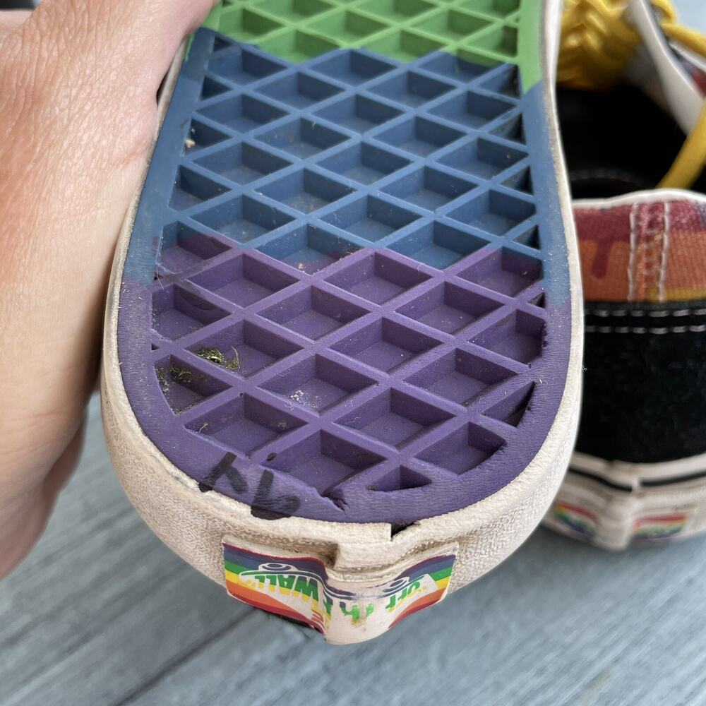 Vans RAINBOW DRIP Sneakers M 5.5 W 7 Black Suede Old Skool OFF THE WALL Skater - Picture 10 of 11